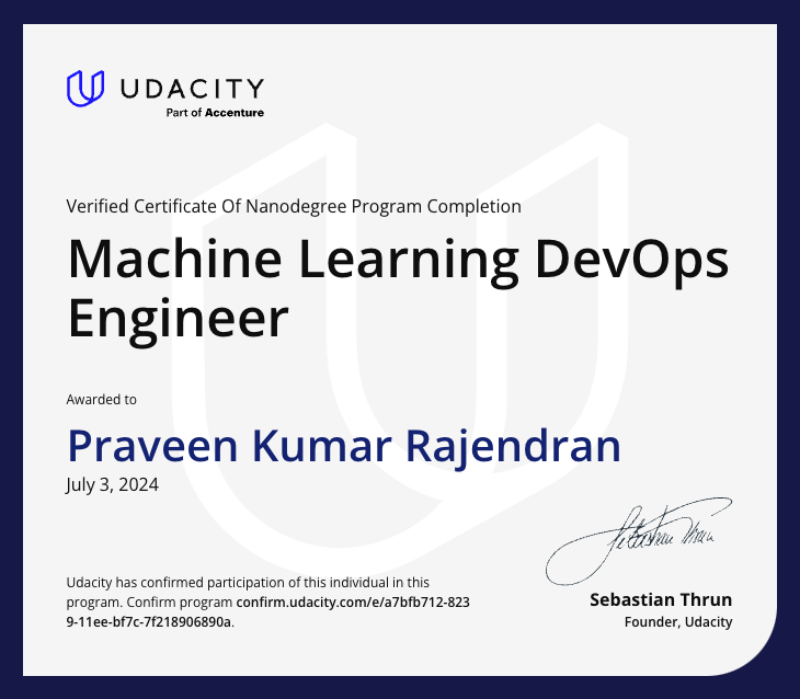 Machine Learning DevOps Engineer Nanodegree